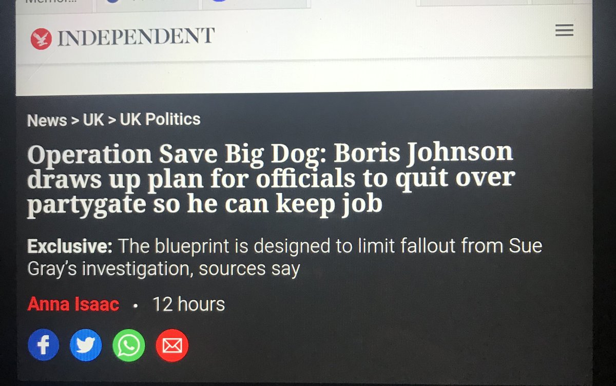 @myldn @DJMMcSweeney Are we in Gt Britain or some Alice in Wonderland hole ?
Is - thanks to BJ - our Govt now a joke ? 
If so why isn't every SENIOR #TORY NOT writing a letter to the 1922 BB Committee this very moment ?
#ToryLies #savebigdog #BorisJohnsonResign