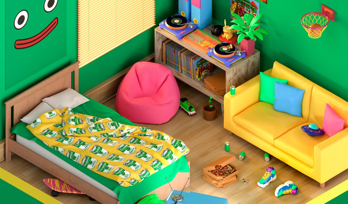 Excited to share my first mint of the year Pepe Toy Room commissioned by <a href="/shibe888/">Shibe しべ</a> for 4 ETH. There are several Easter Eggs hidden within the artwork. Spent an entire week reading about Rare Pepe's history and culture. This was fun and extremely green.