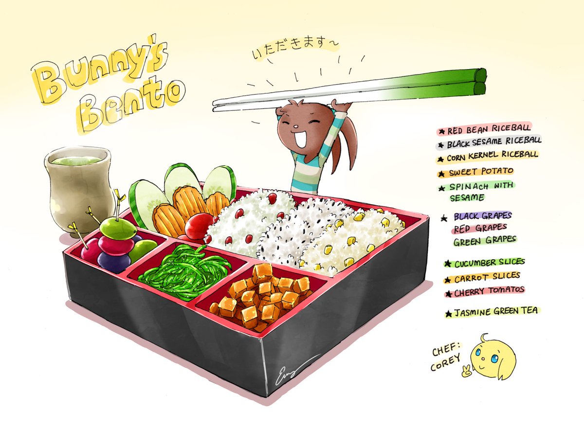 うさぎの菜食弁当🍱🥕🥦🥒🌽 Bunny's veggie bento. ⁡