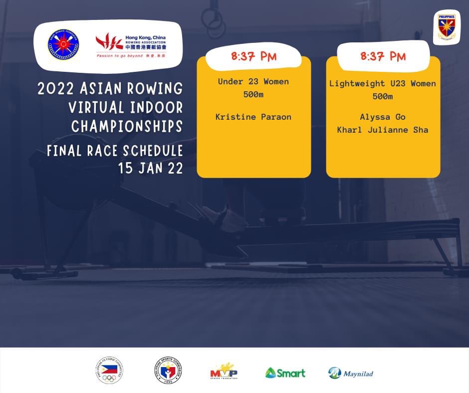Lei_TheGUIDON's tweet image. LIVE: Athletes from the Ateneo Rowing Team will participate in the 2022 Asian Rowing Virtual Indoor Championships (ARVIC) today. For the first event, Lightweight U23 Men 2000m, the Blue Eagles will have six representatives.
#ARVIC
@TheGUIDONSports
Photo credit to PRA