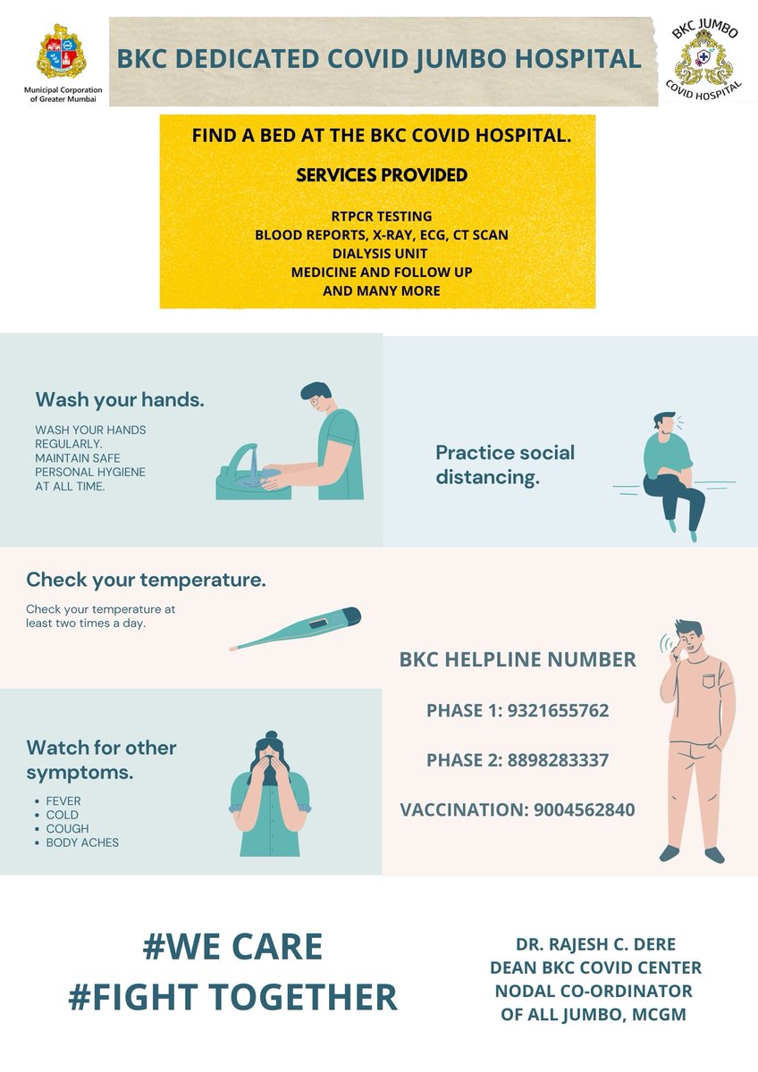 bkchospital's tweet photo. Tested positive, need a bed?
Walk in at the BKC Jumbo COVID-19 Facility to avail the best patient care.
Call the help line no in case if more queries.
@bkchospital @AUThackeray @DrRajeshdere @mayor_mumbai @DGPMaharashtra @mybmc
#covidpositive #bedrequired https://t.co/qNdUMW9FZz