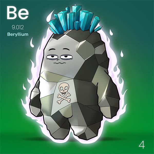 Burning with white flame, Beryllium is a toxic ☠ element that can be harmful when inhaled. It can damage the lungs and cause pneumonia🔥

If you love gemstones gem though, you may have a precious form of its mineral, Beryl: Aquamarine
#NFT #NFTs #NFTcommunity #NFTGiveaway