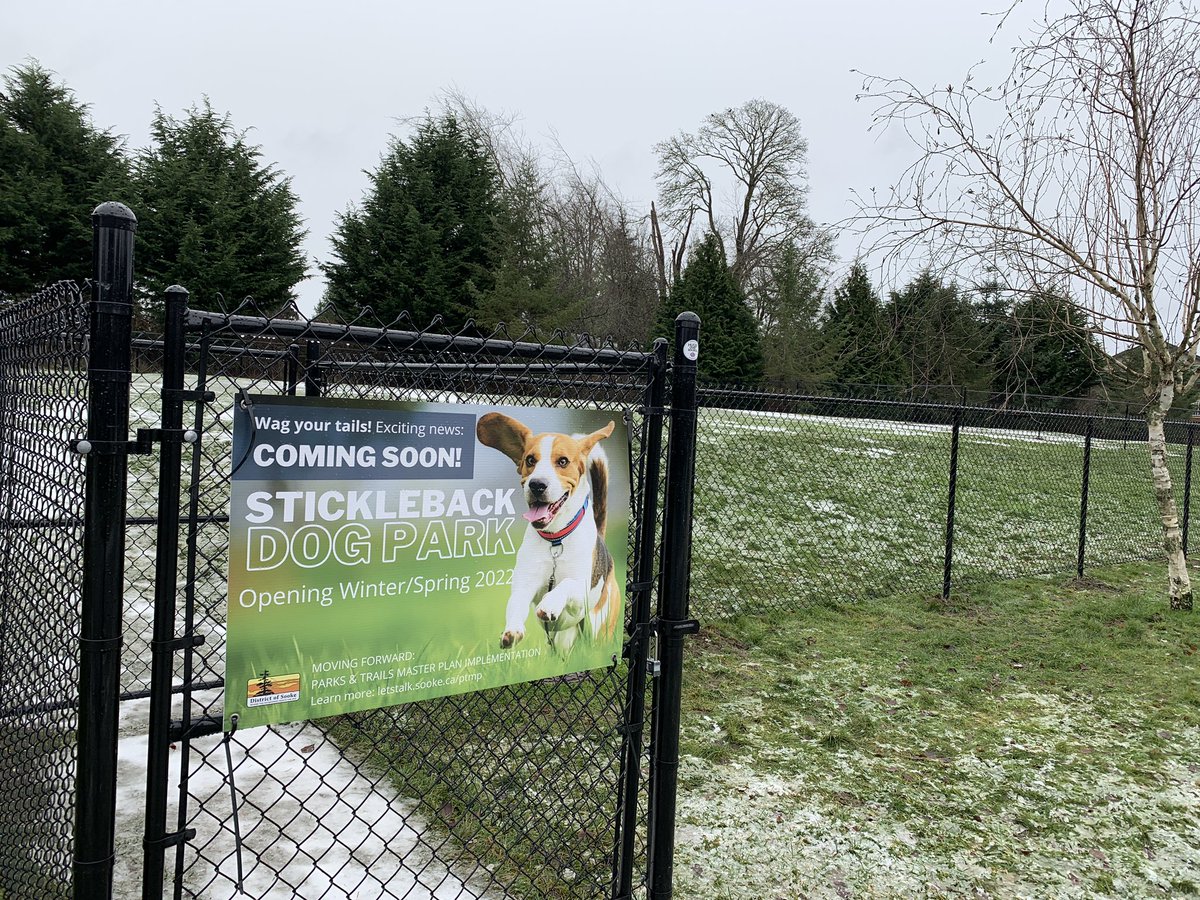 SookeCa's tweet photo. Coming soon! Curious about the Stickleback Dog Park? Surfacing, a pet &amp; person water fountain, and garbage receptacle and dog waste bin will be installed the coming weeks for a soft opening. A grand opening will take place after the gazebo is installed. #Sooke https://t.co/8WgoE0e41c