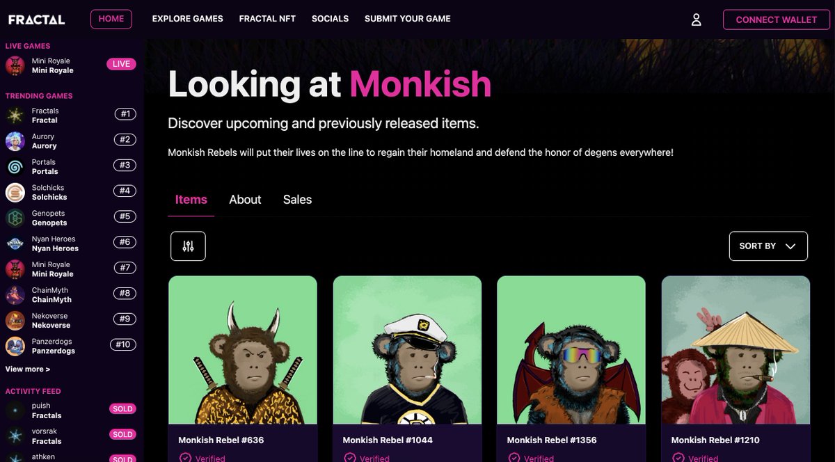 fractalwagmi's tweet photo. 🎮 attention: new game listings!

we're hyped to announce that monkish nfts are now listed on fractal!

@MonkishRebel will put their lives on the line to regain their homeland and defend the honor of degens everywhere! 

go check them out: https://t.co/7zemZzIcqJ https://t.co/n02sUBNbFE