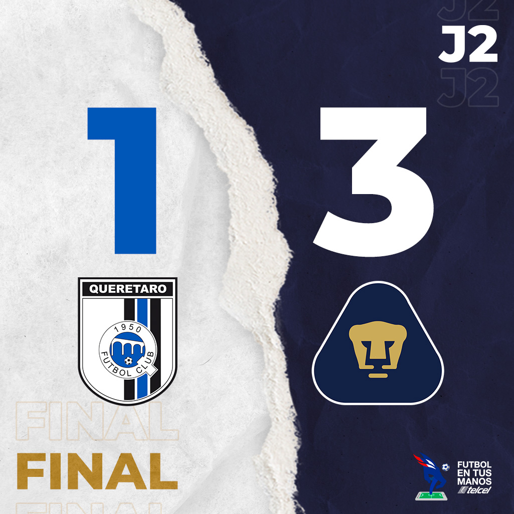 PumasMX's tweet photo. Marcador final @Telcel⏱

¡Sumamos nuestro segundo triunfo, vamos paso a paso equipo!

#ComoDebeSer #SoyDePumas https://t.co/1r23Wxvau8