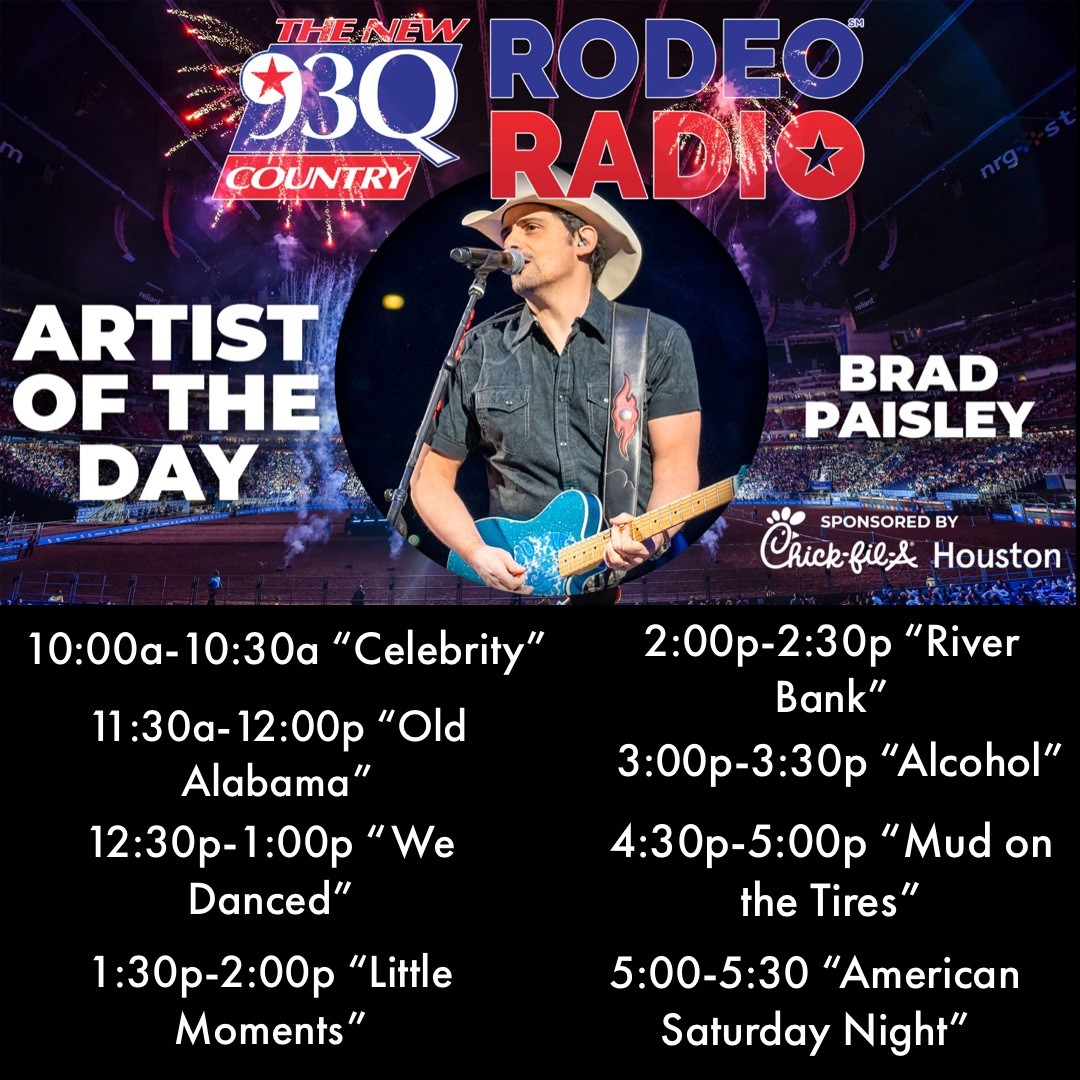 Brad Paisley and his guitar take the Rodeo stage March 19th. He is your Artist of the Day tomorrow, win tickets to see him all day long! #rodeohouston #rodeoradio #bradpaisley https://t.co/dNAxb8cANH