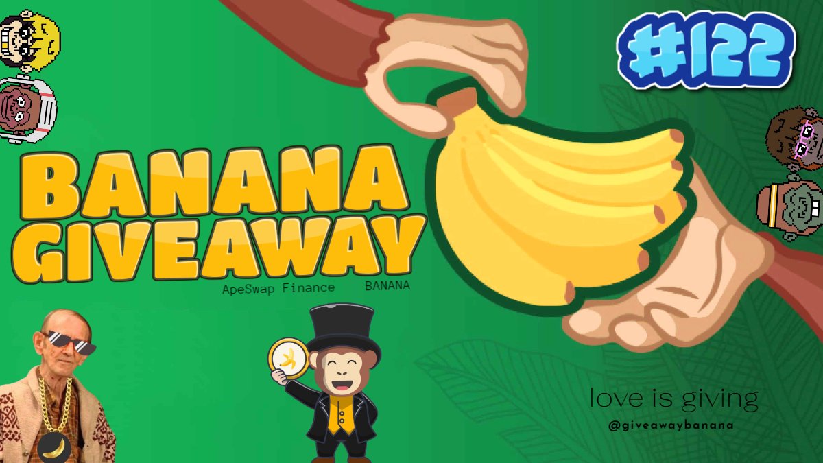 giveawaybanana's tweet image. BANANA GIVEAWAY #122

Prize: 15x $BANANA 🍌

To join:
1. Follow @giveawaybanana 
2. Like and Retweet
3. Comment: Early $BANANA holders 🍌💛

Drawn: Monday, January 24

#giveaway #giveaways #cryptogiveaway
#BSC #crypto #cryptocurrency #ApeSwap