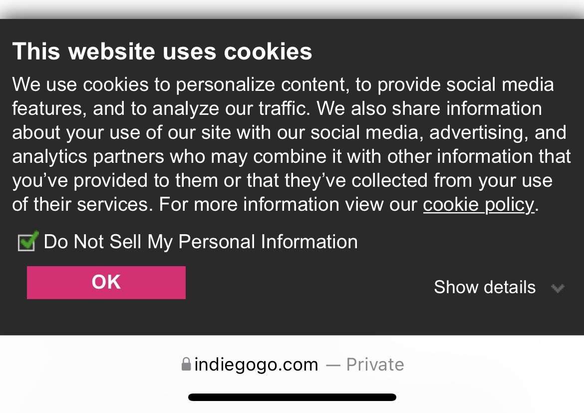 Yes, please don’t “sell my personal information”! Like the transparency though.