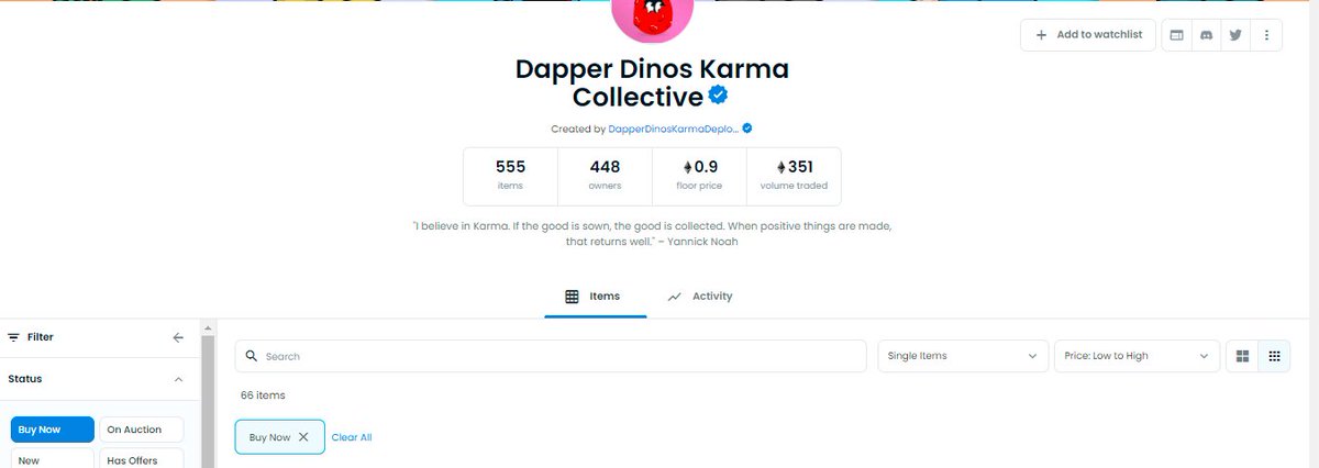 Jimmy_Daps's tweet photo. Floor 0.9
18 sales to 2ETH
448 owners, 555 supply
Only 66 for sale

What happens when people figure out all the extra advantages the @DapperDinoNFT  #KarmaCollective will have when it comes to $fossil, breeding, and in-metaverse??

#SaveTheDinos https://t.co/gd6SJiO7K1