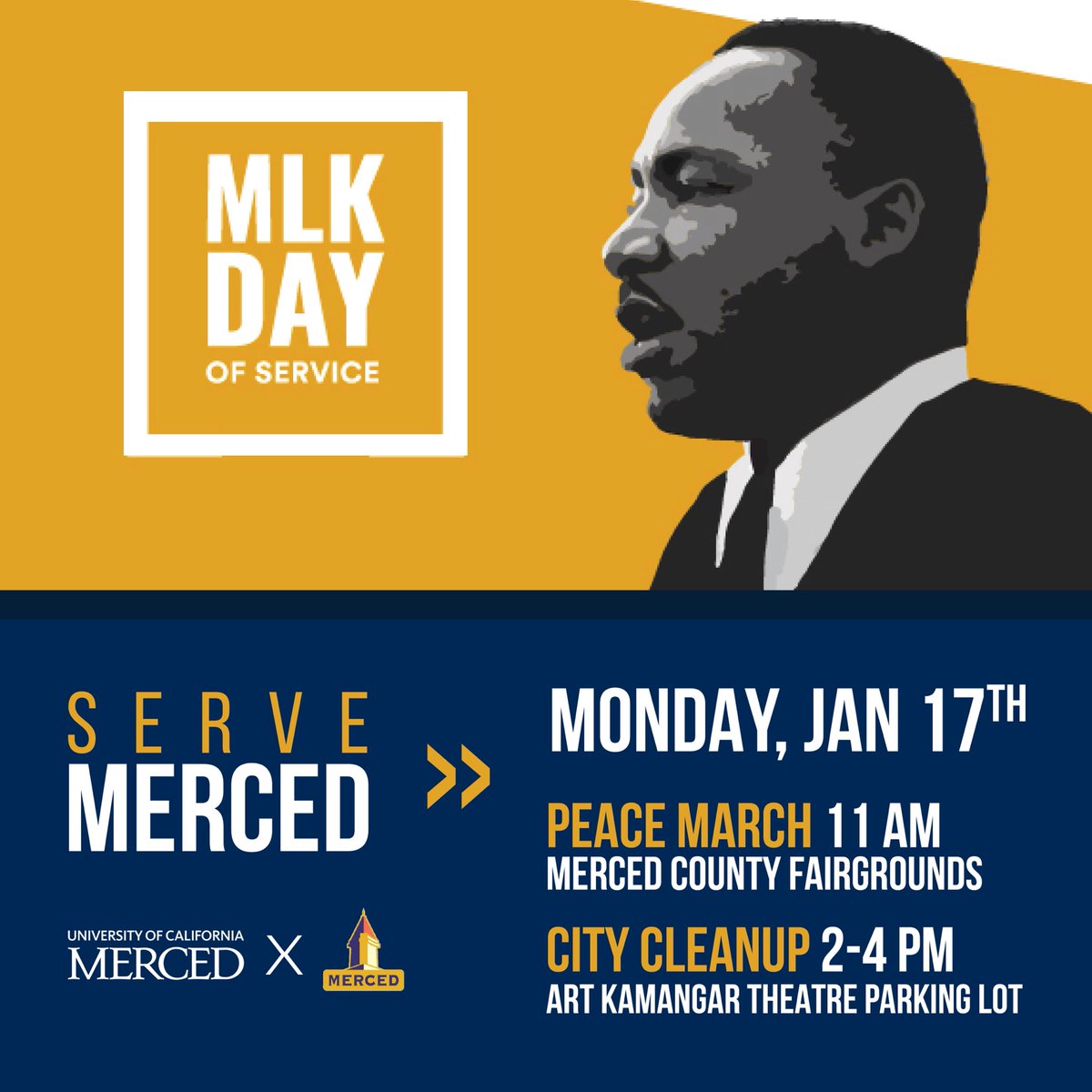 📣Calling all leaders! Join your community this Monday at 2pm to honor #MLK and contribute to positive change. We hope to see you there <a href="/ucmerced/">UC Merced</a> Bobcats! ✨ <a href="/ucmercedcec/">Community Engagement Center</a> ucmercedcec
