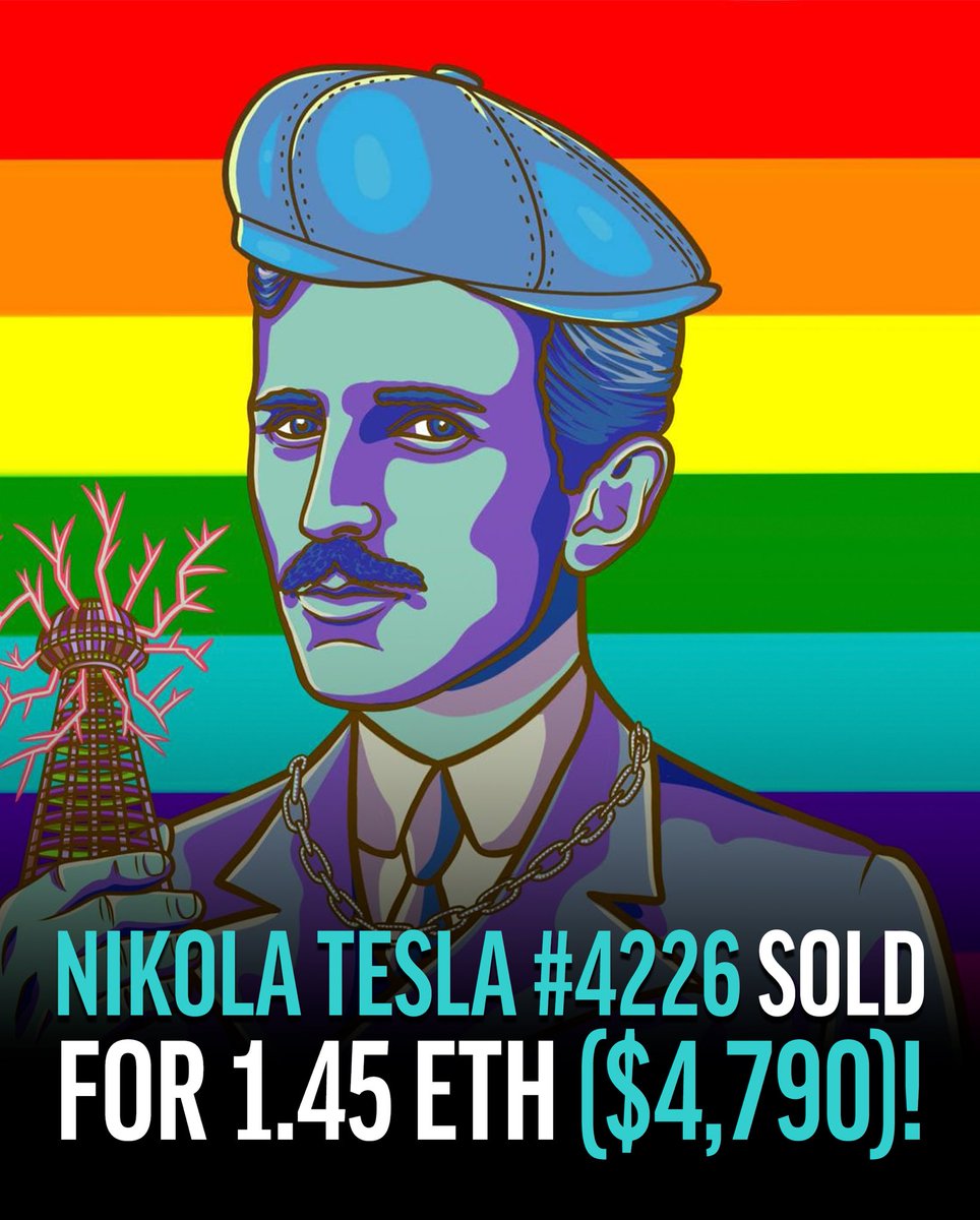 HistoryInNFTs's tweet photo. Nikola Tesla was sold for 1.45 ETH ($4,790) - who’s ready for a Nikola Tesla giveaway? Posting soon! https://t.co/1KeITeddd8