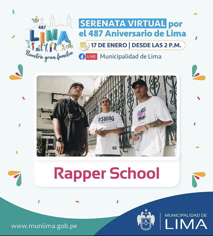 #RapperSchool presente en la Serenata por el #487AniversarioDeLima ✨ Gran reconocimiento para la "Escuela Rapera" y el rap peruano 🎤
