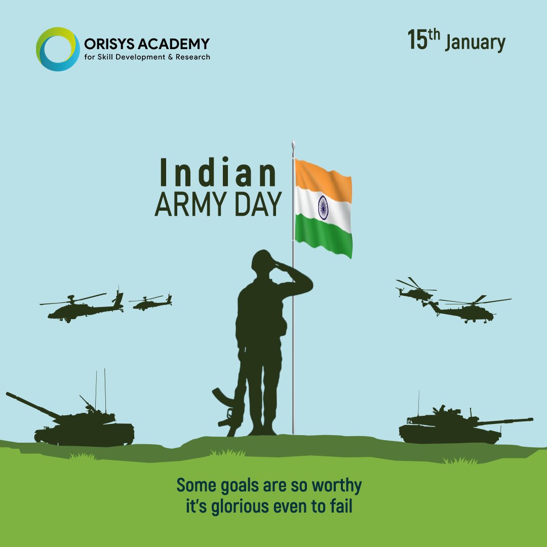 orisysacademy's tweet photo. We fight to win and win with a knockout because there are no runners up in war.
Happy Indian Army Day !

#armyday #army #indianarmy #armylover #armylife #indianairforce #indianarmylovers  #jaihind #indianarmyday #indianarmyfans #soldier https://t.co/HryHKmxWpy