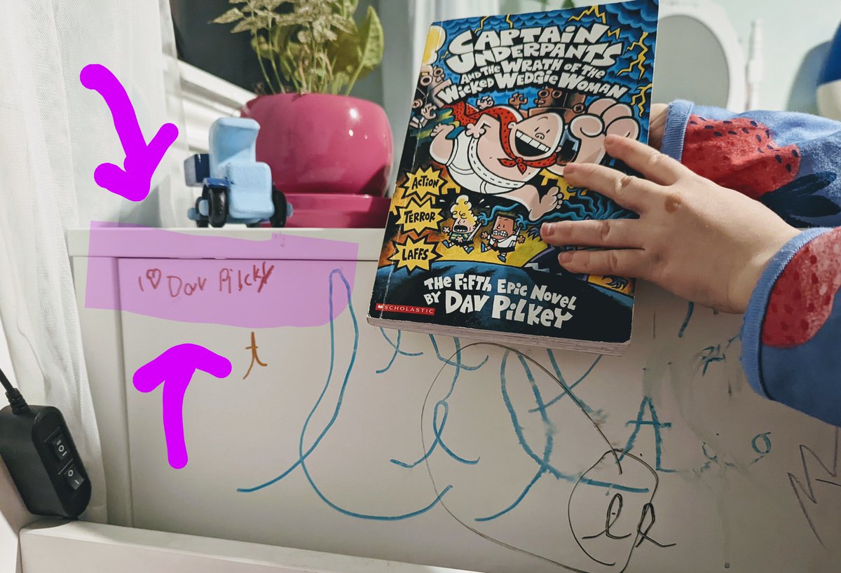 abigator's tweet photo. Found this drawn on my kindergartener's nightstand. #davpilkey https://t.co/D7BCKlEcEy