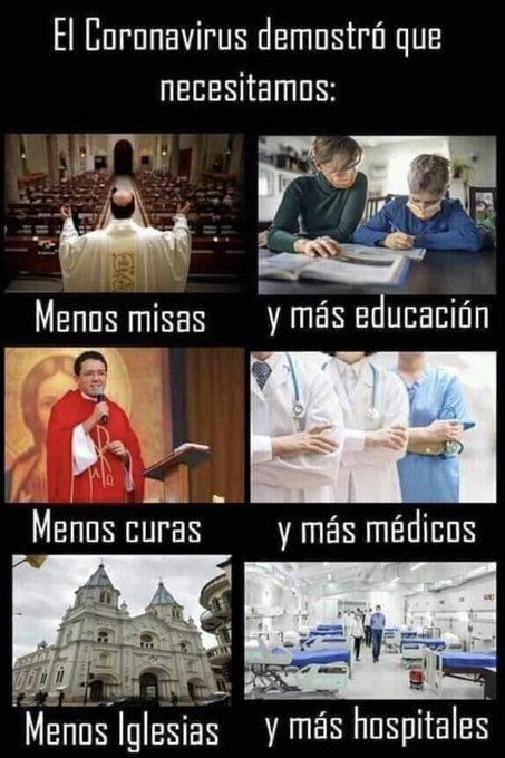 AntonioM646's tweet photo. El Ateísmo propone:
Más Agua potable, menos agua bendita
Más Escuelas, menos templos
Más Profesores, menos curas y pastores
Más Filosofía y Ciencia, menos “fe”
Más Educación, menos religión
Los Ateos no imaginamos
“Dioses” mágico – celestiales
Please ReTwit
Sígueme y te sigo https://t.co/JESbpBKI44