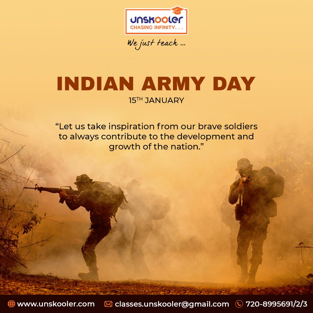 Unskooler_'s tweet photo. Indian Army Day 15 January 🇮🇳 

#indianarmyday #india #nation #crashcourse #cbseexam #AITS #education #Exambooster #liveclasses #Elearningonline #onlinelearningapp https://t.co/1wRAVTqp14