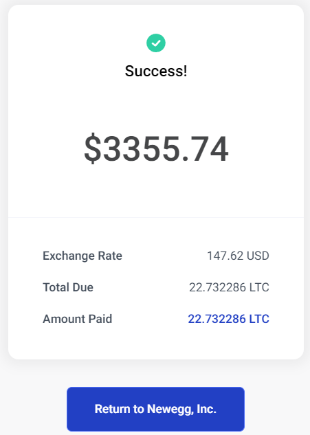 IsaacTello06's tweet photo. My first purchase with cryptocurrencies using @BitPay .
Excellent service from @Newegg for including this payment method! https://t.co/VPiZzx1bp1