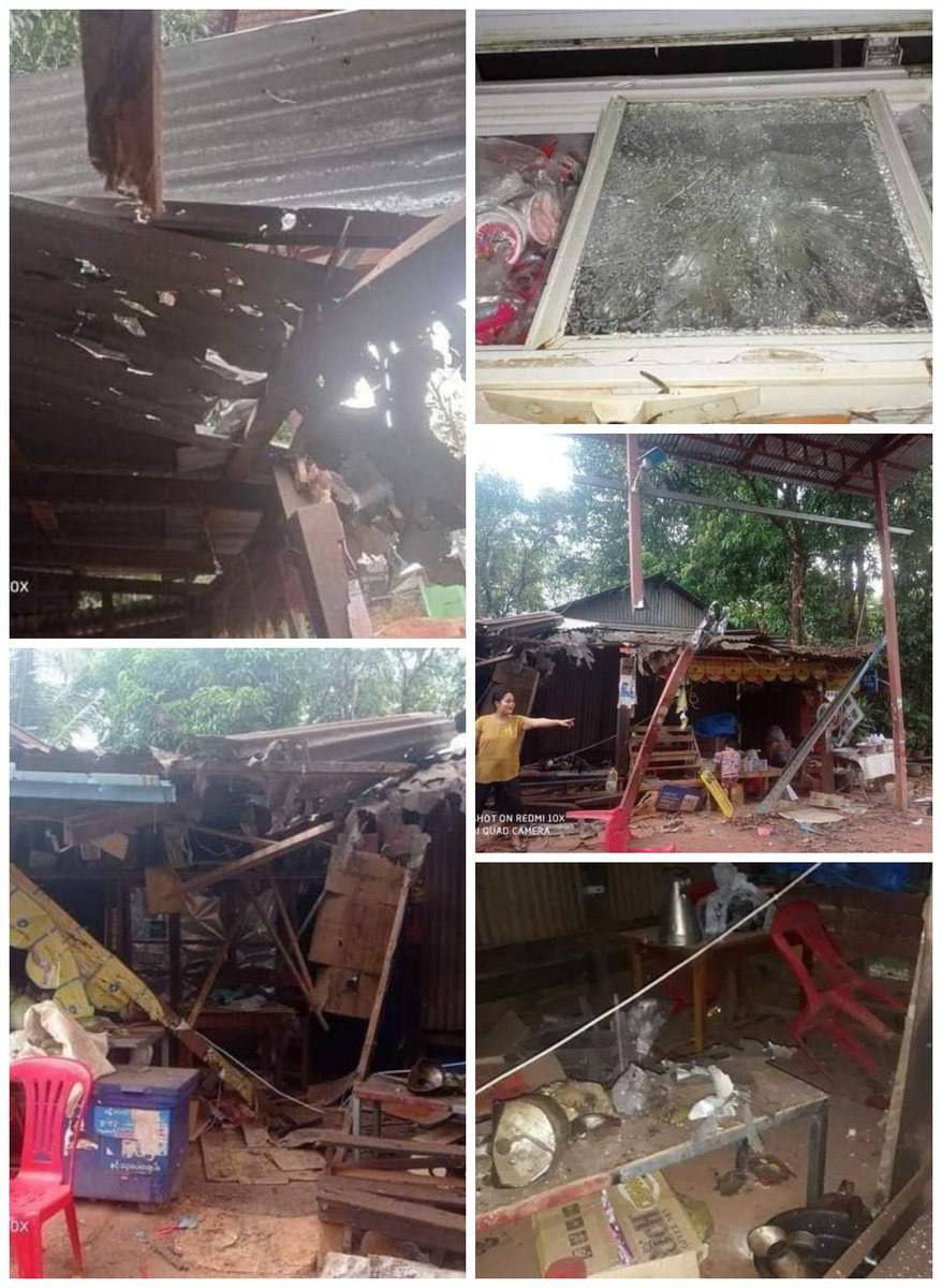 ester_thae's tweet photo. SAC fired artillery shells from 3locations outside Kawkareik to near MaiKone village on Jan 14.Due to artillery shells,the roofs of houses in Kamai Gone village &amp; ChaungTaungKwatThit were damaged. #NoFlyZoneInMyanmar #2022Jan15Coup #WhatsHappeningInMyanmar https://t.co/a7j9Lvcqdc