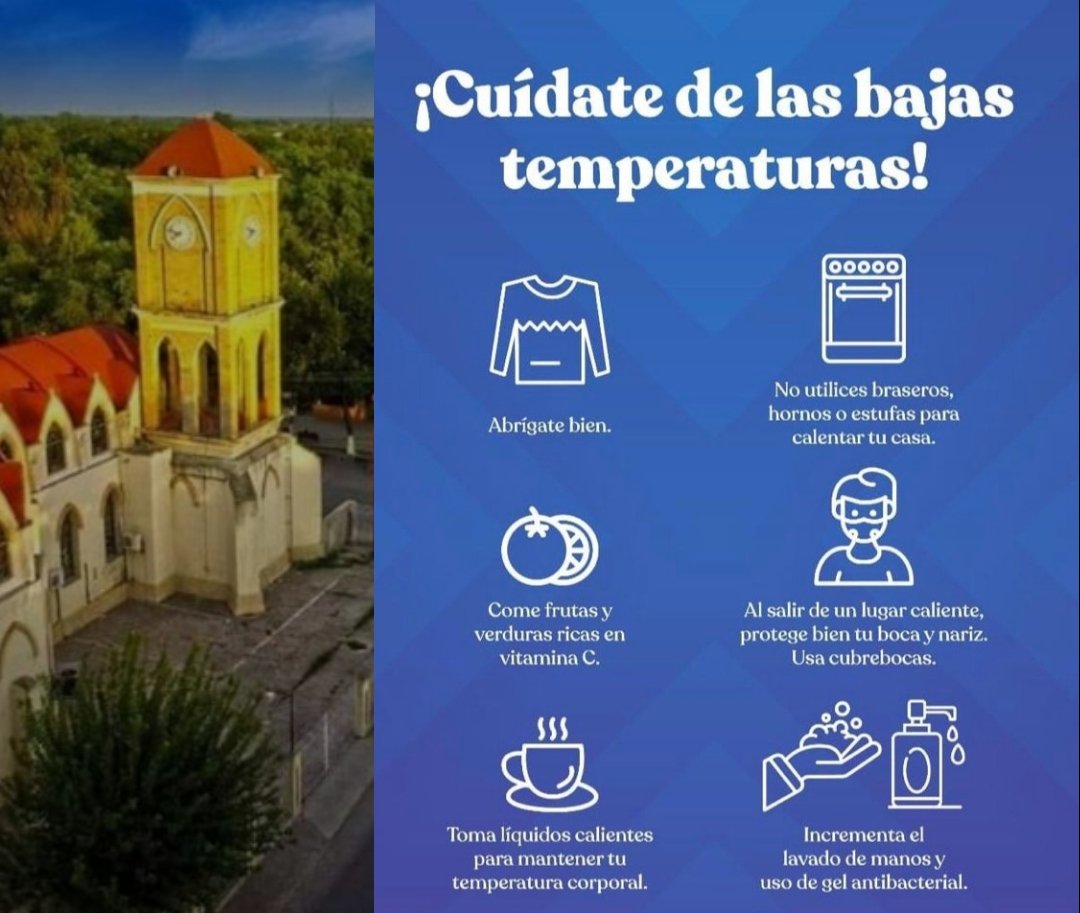 LauritaGalindo7's tweet photo. Protección Civil y Bomberos Zaragoza informa: En las próximas horas se pronostica el ingreso del #FrenteFrío22, el cual traerá consigo un descenso marcado en la temperatura. Sigue estas recomendaciones y evita #Riesgos #TomeSusPrecauciones https://t.co/e1TNjW69vR