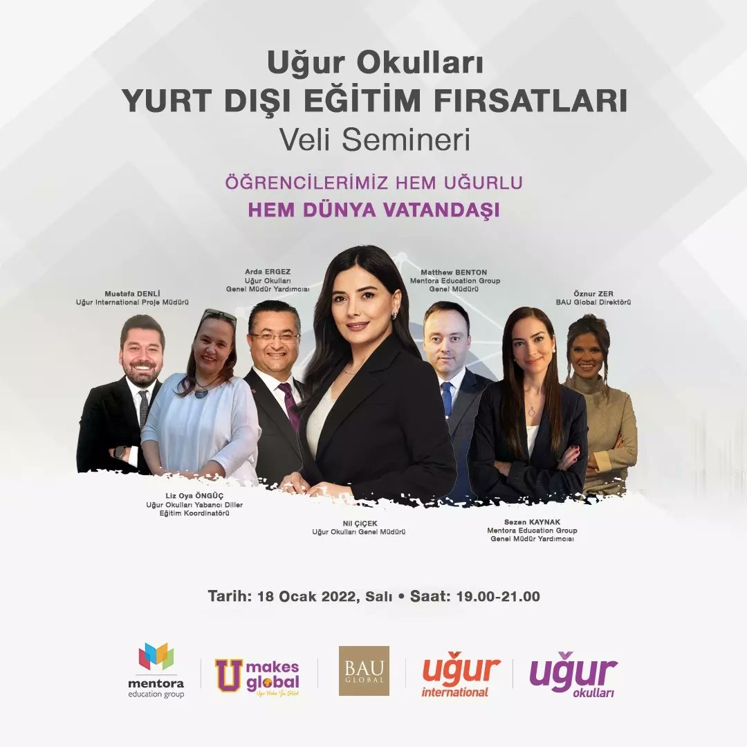 Uğurlu eğitimin yurt dışı olanakları ile tanıştınız mı? 🌍

Uğur Okulları olarak BAU Global, Mentora Education Group ve Uğur International temsilcilerinin katılımıyla düzenleyeceğimiz Yurt Dışı Eğitim Fırsatları Veli Semineri’ne sizi de bekliyoruz.

#UmakesUglobal