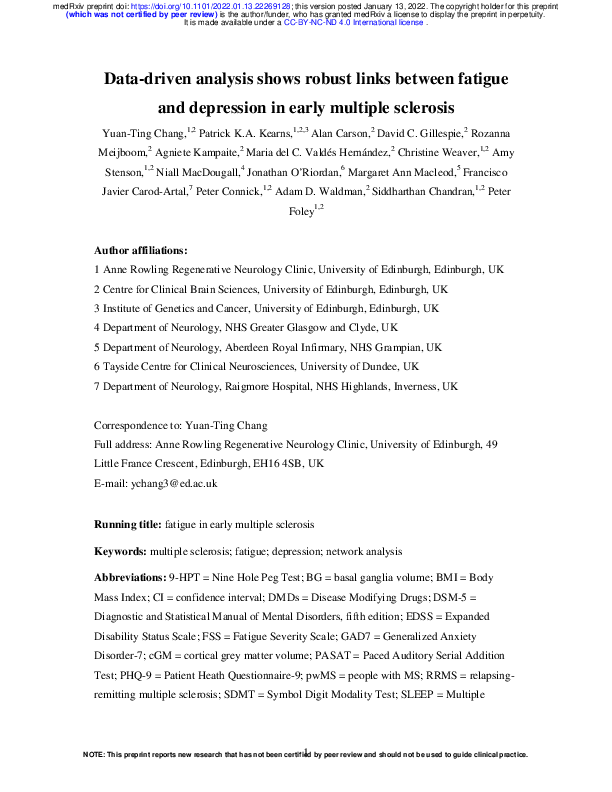 ingentium_ms's tweet image. Data-driven analysis shows robust links between fatigue and depression in early multiple sclerosis dlvr.it/SH8sW2