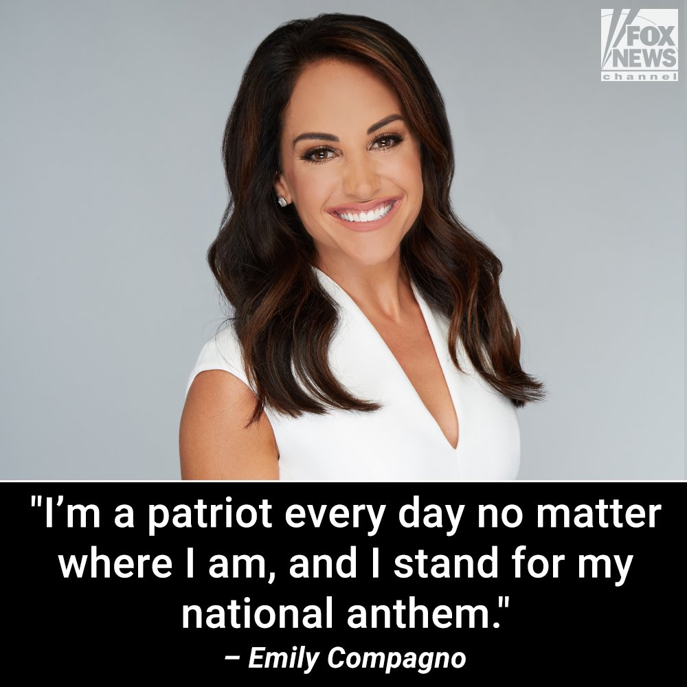 FoxNews's tweet photo. PROUD TO BE AN AMERICAN: 'Outnumbered' panelist @EmilyCompagno claps back at Hollywood elite bashing national anthem. https://t.co/QFBnOFDB8t https://t.co/0PFso1ZYNw