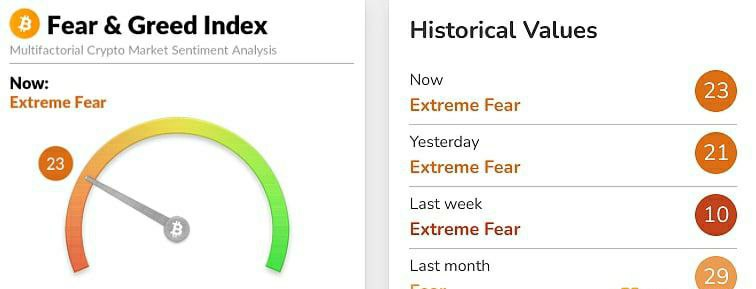 SiriusGuildGame's tweet photo. Today's panic and greed index is 23, the level is still extreme panic
#CryptocurrencyNews https://t.co/cYa3uTkdRd