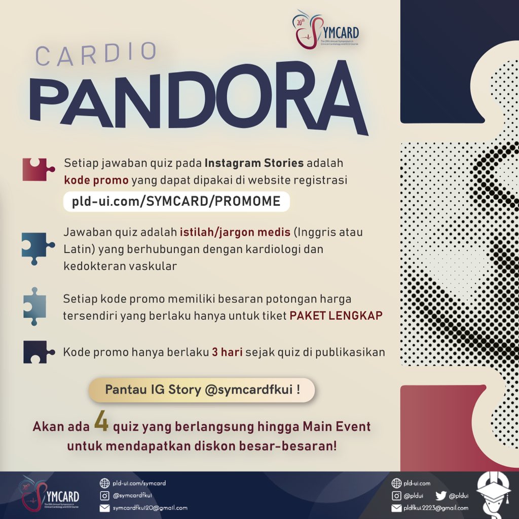 pldfkui's tweet photo. [20th SYMCARD]

The 20th SYMCARD bekerja sama dengan Departemen Kardiologi dan Kedokteran Vaskular FKUI mempersembahkan MAIN EVENT kami:
5 hari simposium, ECG course dan workshop ACLS yang membahas ilmu terkomprehensif kardiologi khusus untuk sejawat layanan primer
#PLDUI https://t.co/0Nd4IzUDKD