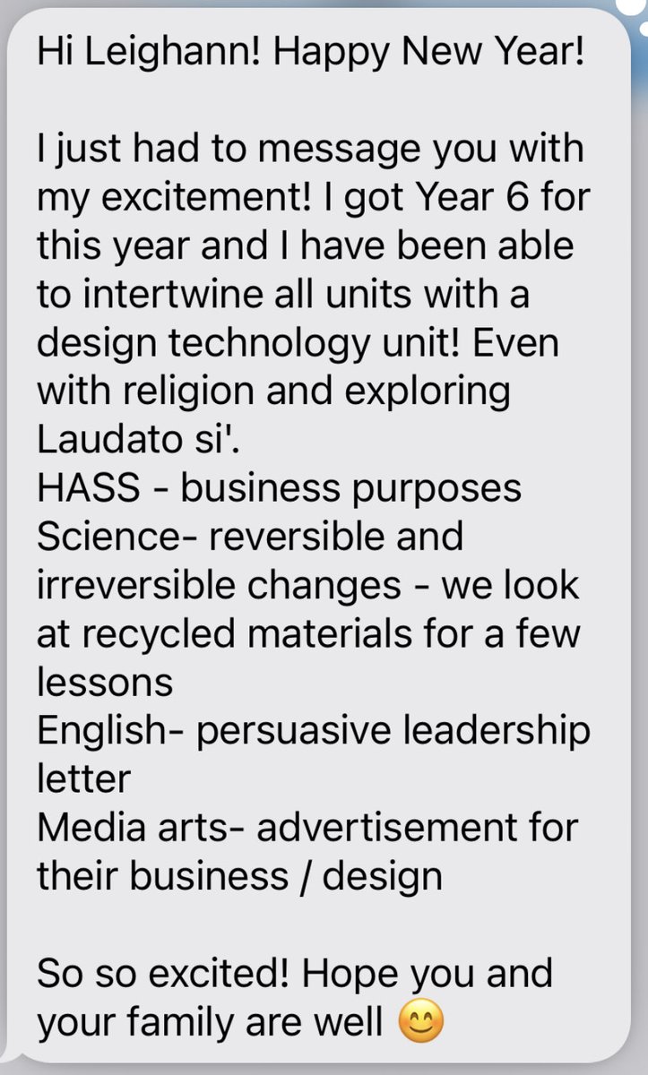 Thrilled to receive this from my past ⁦<a href="/ACUeduandarts/">ACU Education & Arts</a>⁩ student (in Tech, Science and⁩ supervision of her final placement)….what a lucky year 6 class to have this brilliant, enthusiastic and motivated early career educator in 2022 🙌 ⁦<a href="/ACARAeduau/">ACARA</a>⁩  #designthinking