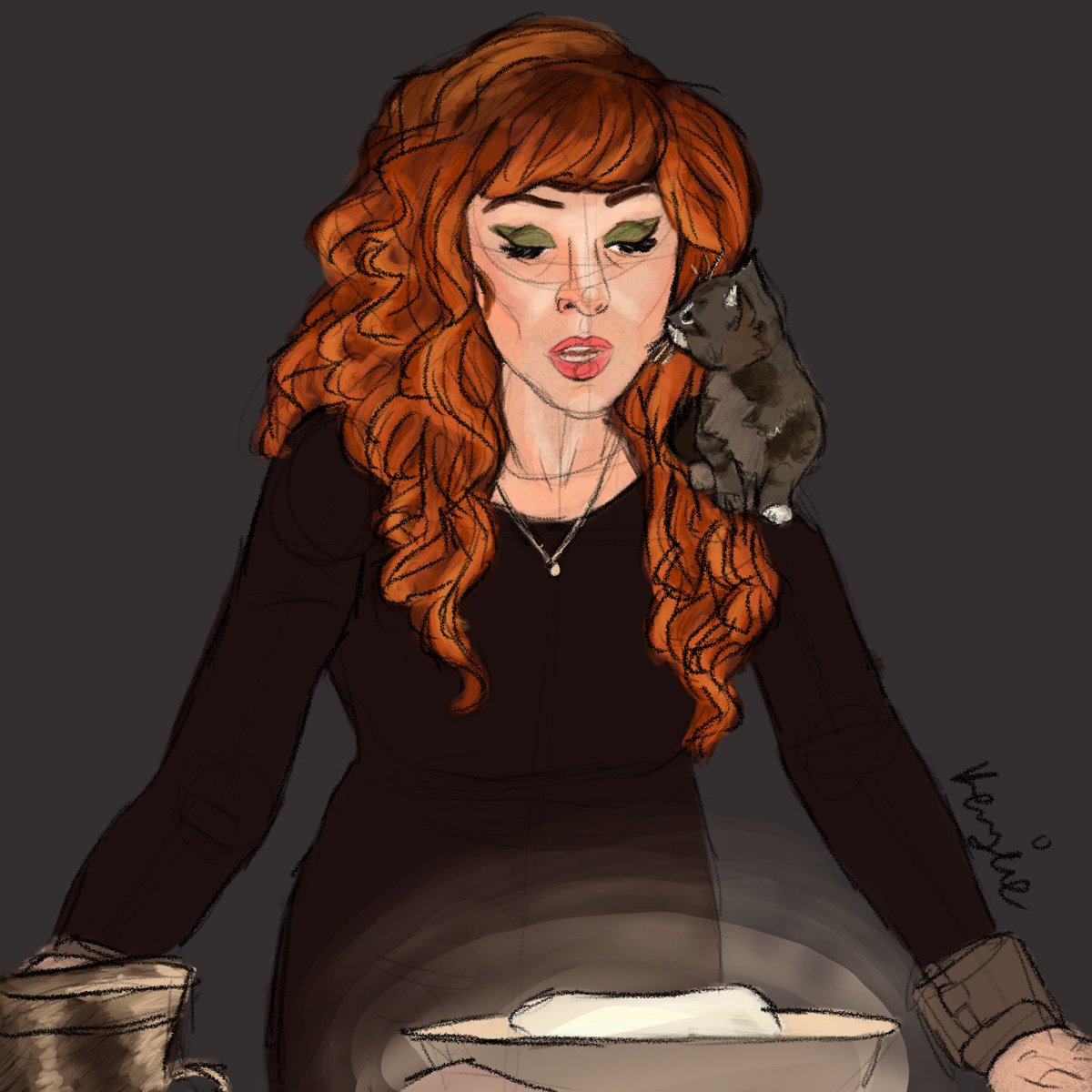 tfws_therapist's tweet photo. a witch and her familiar https://t.co/3u9gsrN8Ya