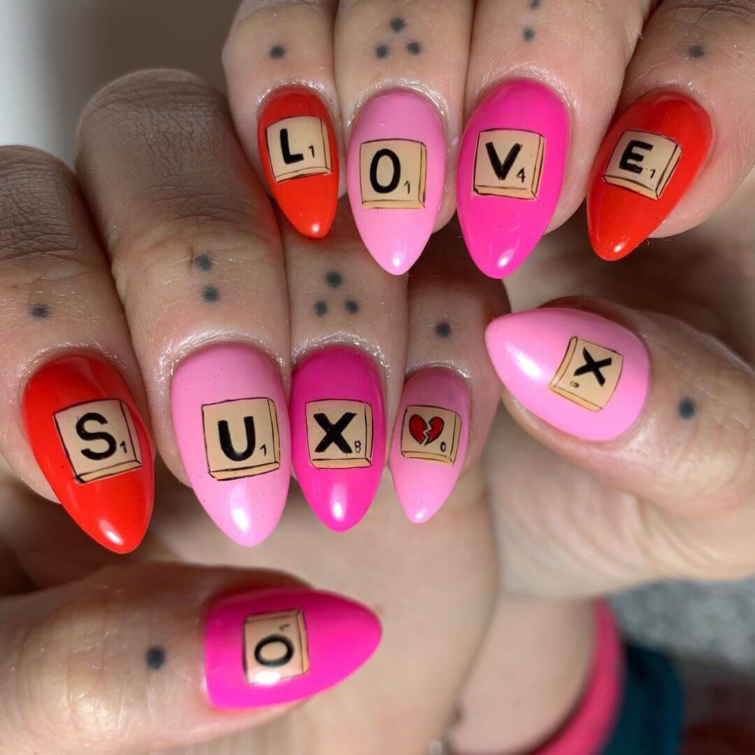 anti valentines girl nails #nails #valentinesday #valentinesdaynails #... |  TikTok