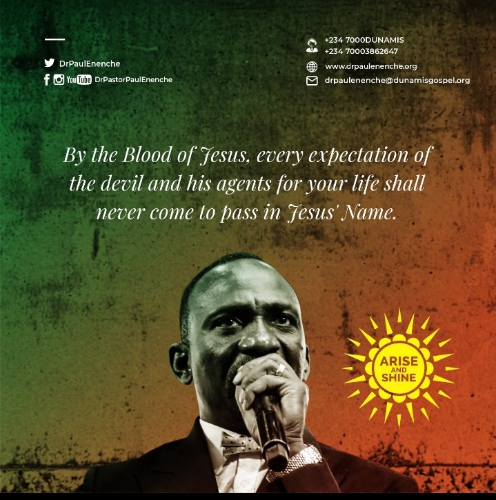 drpaulenenche's tweet image. By the Blood of Jesus, every expectation of the devil and his agents for your life shall never come to pass in Jesus' Name. #AriseAndShine