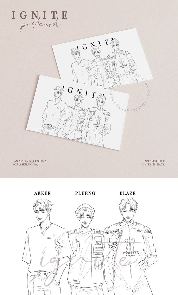 seilanhwa's tweet photo. IGNITE POSTCARD
#IGNITE_IS_BACK
“this is our family photo, say cheese!”
fan art by @_COSSAMA
Thanks for a super-adorable art that made everyone who saw it scream out loud! this is the masterpiece!
มาอวยยศคุณนักวาดกันค่ะ งานสวยมากสามหนุ่มดีมากกกกกกกกกก🥺🤍 https://t.co/NYcWiGIJxy