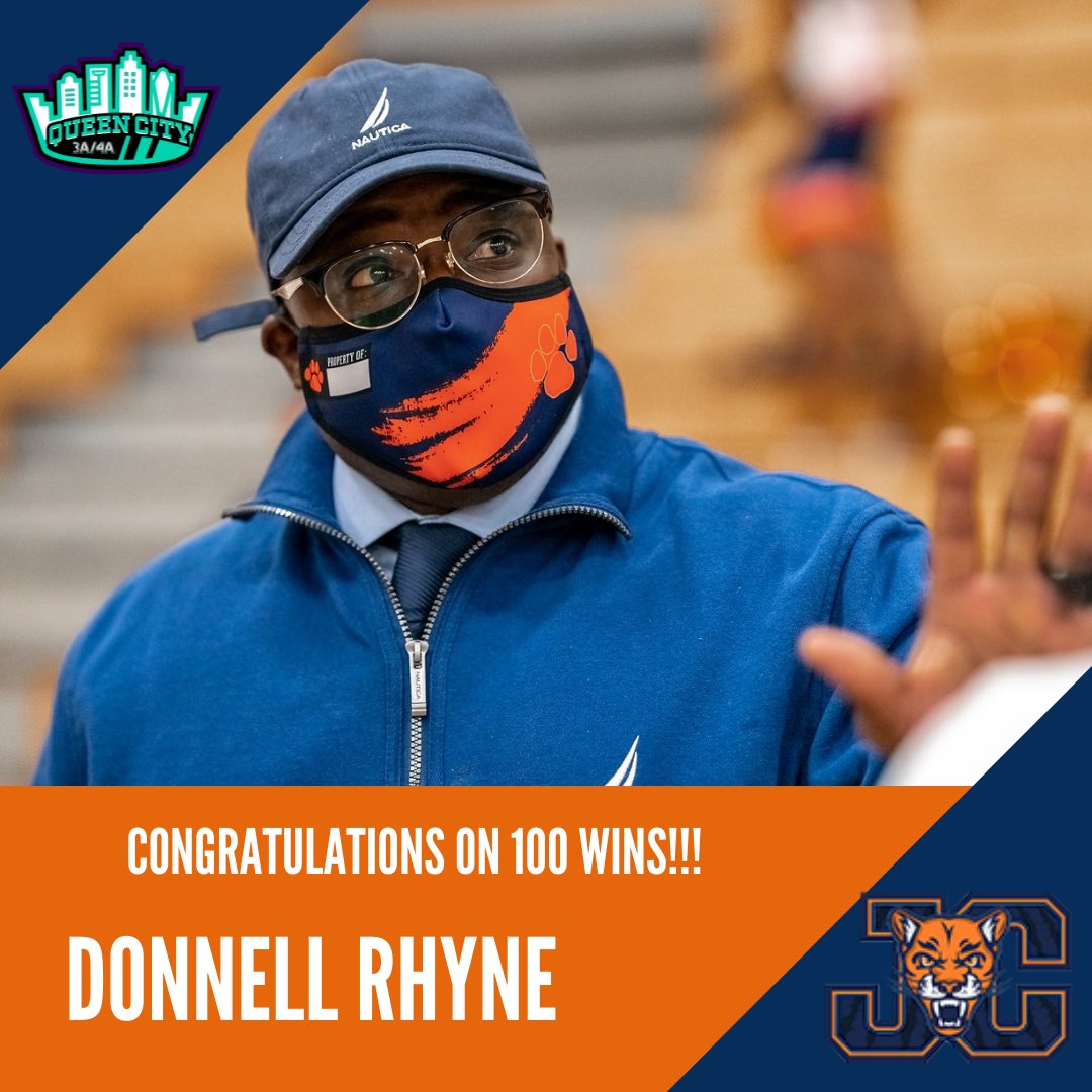Congratulations are in order for Coach Donnell Rhyne with today’s victory has now reached 100 wins for his career. Congratulations Coach! #StrongerTogether