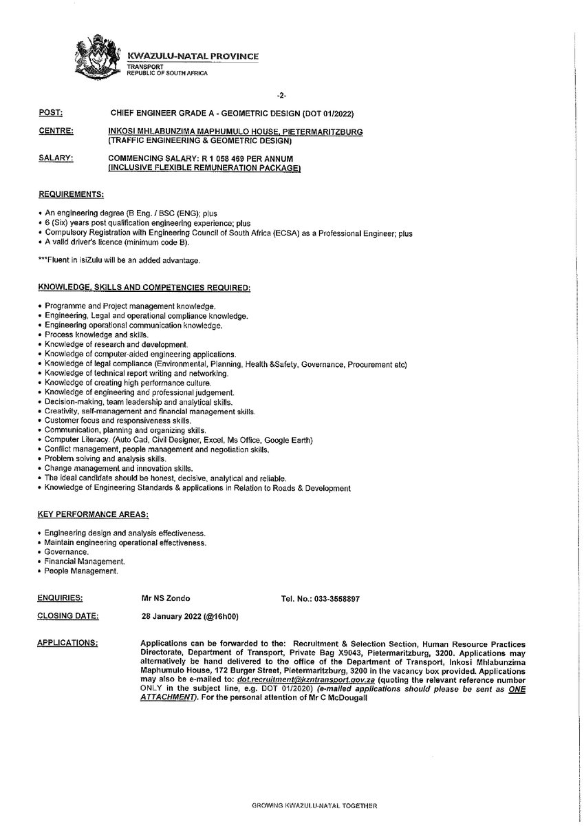 mikeconsultants's tweet photo. Cleaners x 2 posts 
Admin Clerk x 13 posts 
HR Clerk x 8 posts 
Admin Assistant 
Admin Officer x 4 posts 
Registry Clerk
Supply Chain Clerk
Chief Auxiliary Services Officer x 3posts 
And other posts 

KZN Department of Transport

Closing Date 28 January 2022

Refer to pictures https://t.co/csKErjdFtM