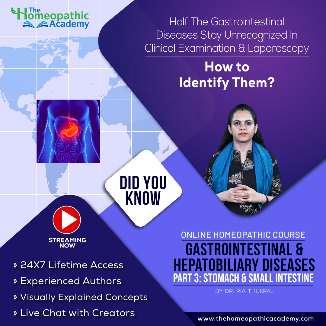 Did you know that a large group of gastrointestinal disorders go unrecognized in the clinical examination as well as on laparoscopy. Then how to identify them? 

#stomach #intestine #course #academy #elearning #courses2022 #online #homeopathy #Coursework