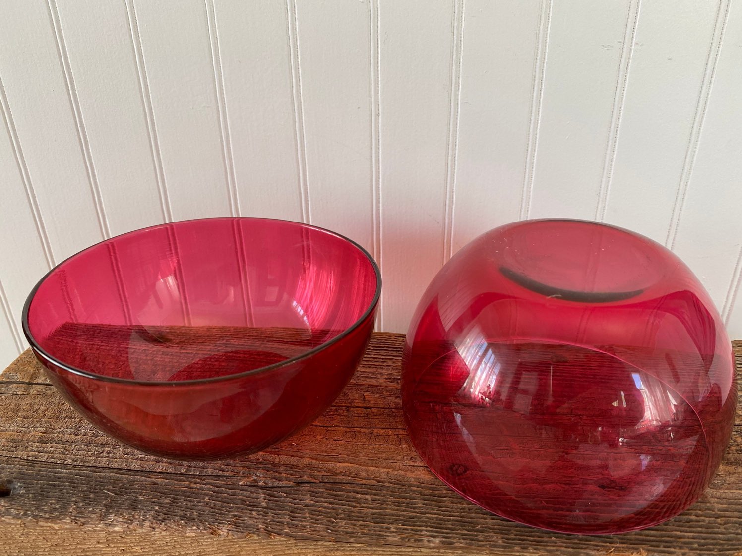 Vintage Ruby Red Glass Mixing Decor Bowl