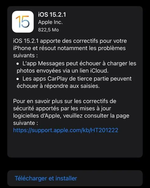 afkgeek_fr's tweet image. #Apple publie une nouvelle mise à jour iOS 15.2.1 : cette mise à jour corrige des bugs sur Messages, CarPlay !
#ios15 #ios15update