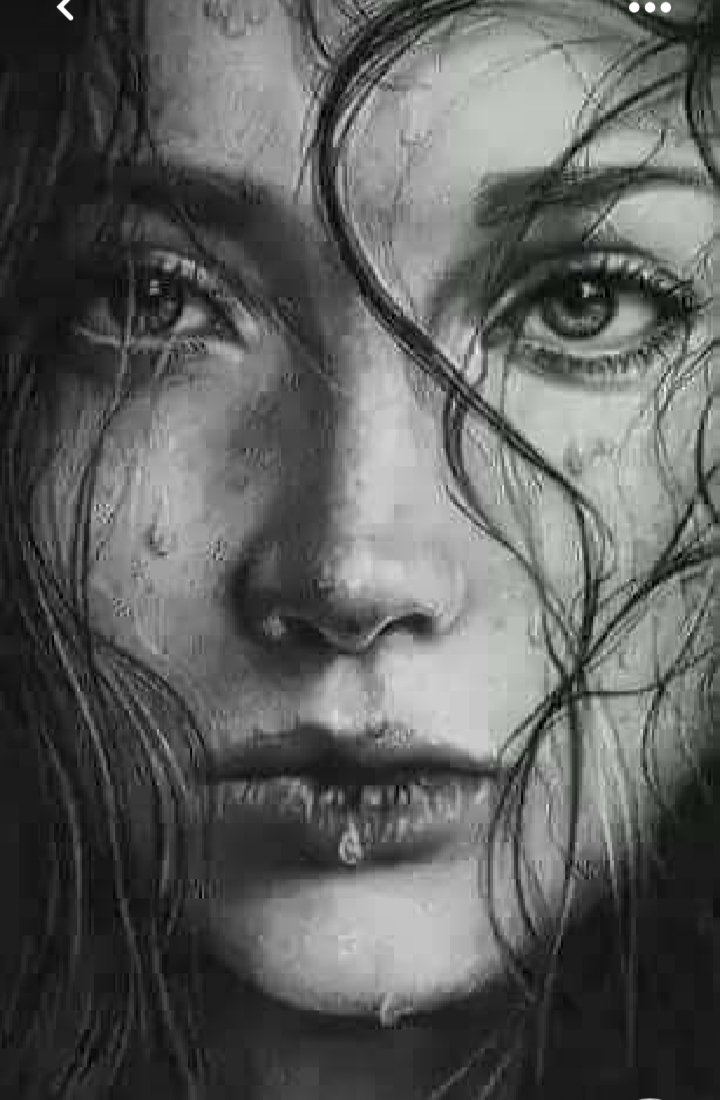 Портрет плачущей девушки карандашом