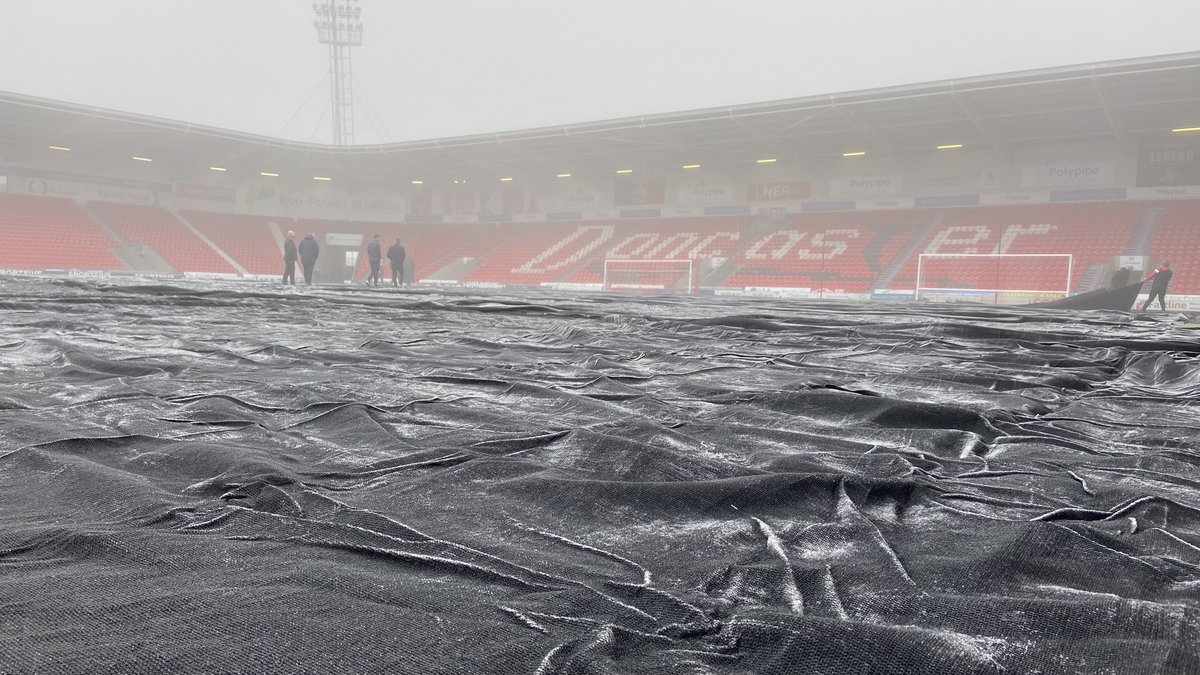 drfc_official's tweet photo. Following an initial assessment of the Eco-Power Stadium pitch this morning, referee Alan Young will be holding a second inspection at midday ahead of this afternoon’s match against Wigan Athletic. #DRFC https://t.co/ki7XlO3kko