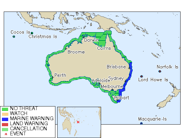 StevenJMiles's tweet photo. BREAKING: Following an undersea volcanic eruption in the Pacific Ocean the Bureau of Meteorology have issued a Tsunami warning for the marine environment in Queensland from Sandy Cape to Point Danger🌋 
Warning: https://t.co/2oo2uJZmi7 https://t.co/E8PmC7XhL3