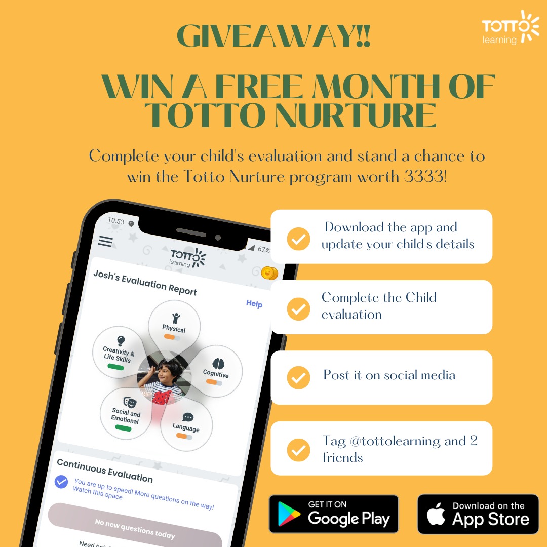Giveaway Alert!! Here is your chance to win a Free month of Totto Nurture! Download the Totto parents app here: totto.app/install #edtech #parenting #parentingapp