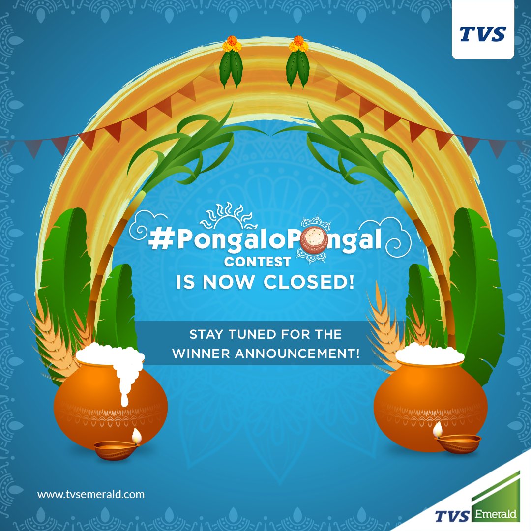 Thank you for the overwhelming  response to our #PongaloPongal contest! 
Stay tuned for the winner announcement!

Stay tuned! 

#PongaloPongalContest #Pongal2022 #ContestAlert #Contest #TVSEmerald #TVSHomes #Chennai