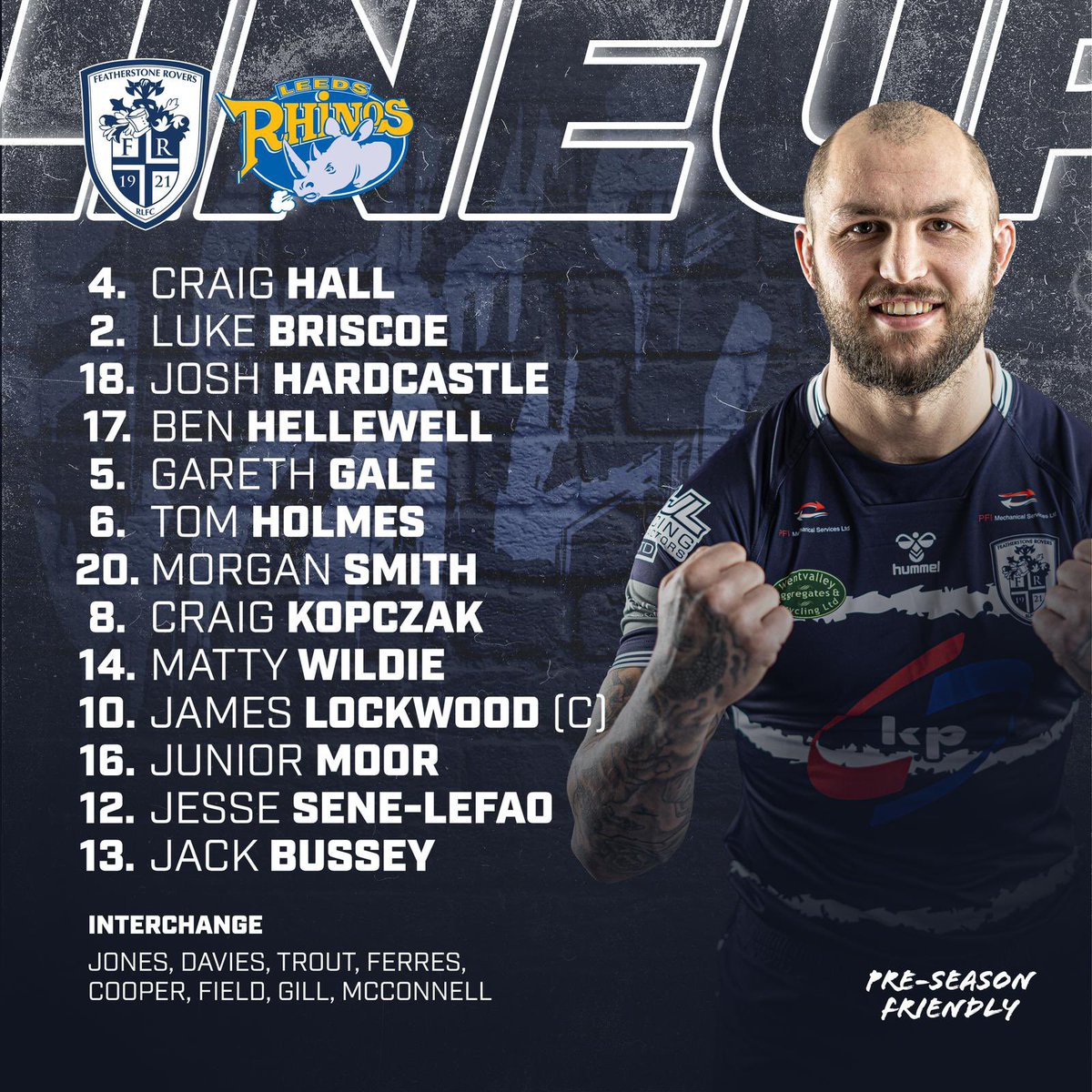 👥 STARTING LINE UP | The first lineup of the McDermott era. 

Here’s your Rovers side to take on <a href="/leedsrhinos/">Leeds Rhinos</a> tomorrow. 

TICKETS ➡️ bit.ly/3tqJ7nu

#UTR | #BlueWall