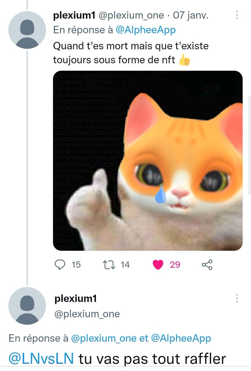 And the winner of the cat NFT#1 is <a href="/plexium_one/">plexium1</a> 🥳🐱
Congratulations! I will contact you quickly in DM, many thanks to all the participants!