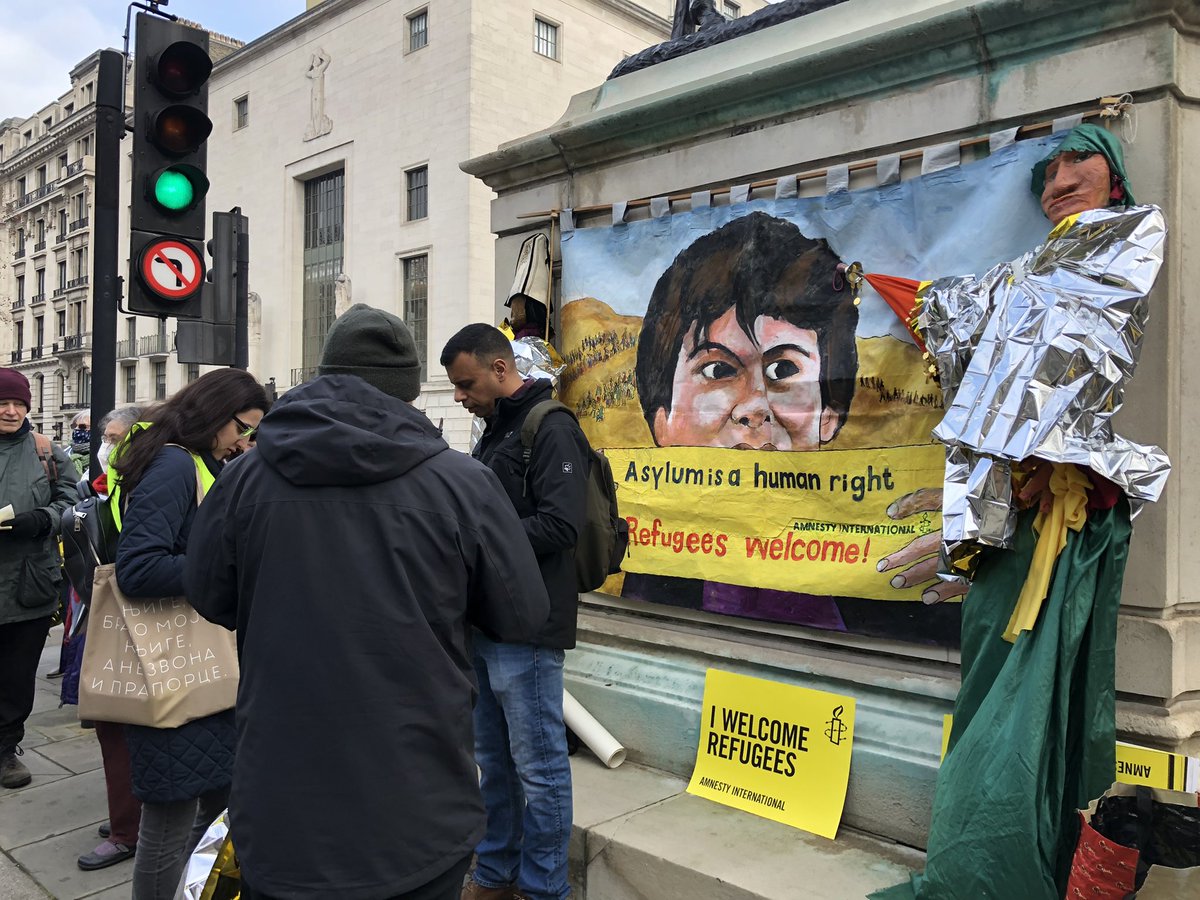 AntiRacismDay's tweet photo. Gathering now at the Polish Embassy #London to say #StopRefugeesFreezing @AmnestyUKEurope https://t.co/a9gokT3MZN