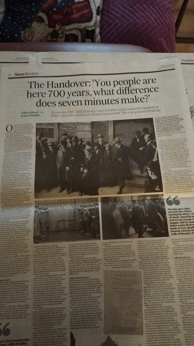 Irish Times today from <a href="/KOM_acc/">Kate O'Malley</a> &amp; @gibneyjfp for <a href="/CastleHandover/">Handover of Dublin Castle Centenary Conference</a> this weekend.
New History Ireland podcast available tomorrow on the Handover.