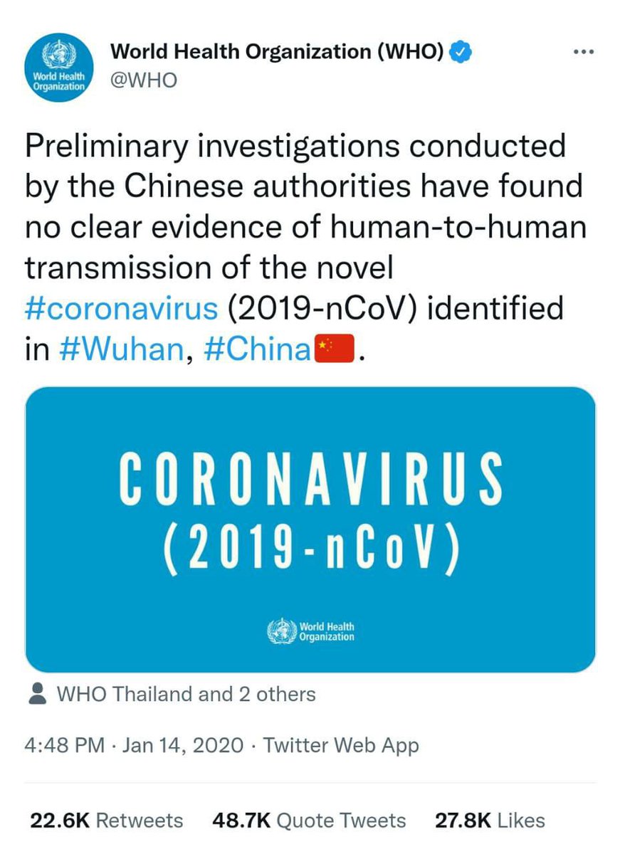 AdityaRajKaul's tweet photo. This January 14th we marked the second anniversary of the greatest tweet by the WHO! #WuhanVirus https://t.co/c50E1Ki4jA