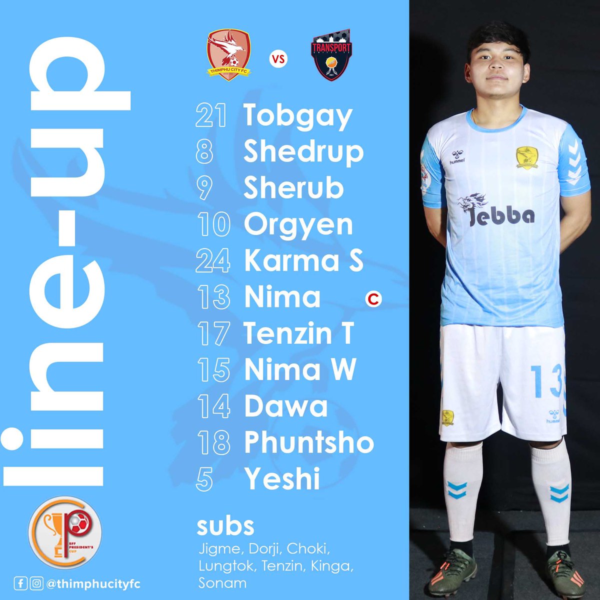 Here’s how the boys are lined up for todays final match against Transport United FC. You can catch the action live on;
mycujoo.tv/view/event/cky…
