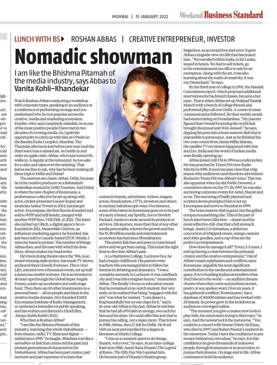 Zindagi lambi nahin badi honi chahiye! From Lucknow to making my Luck by betting on creators now. Thank you @vanitakohlik @bsindia for this